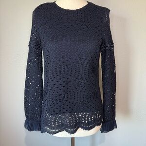 Massimo Dutti Elegant Navy Lace Women's Top